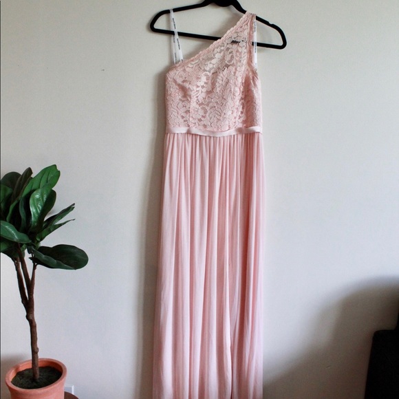 David’s Bridal One Shoulder Lace Bridesmaid Dress - Picture 1 of 8